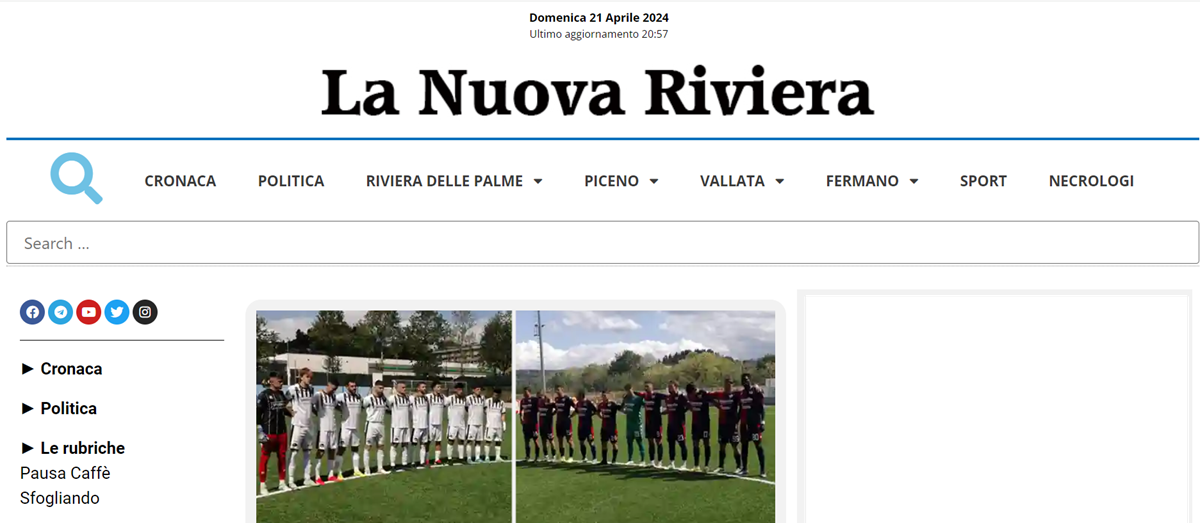 homepage di esempio del sito La Nuova Riviera