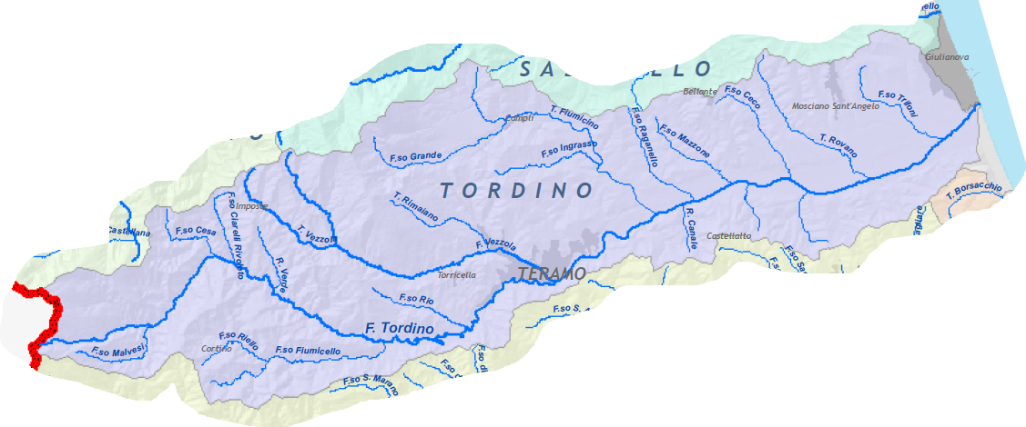 bacino idrografico del fiume Tordino, in provincia di Teramo