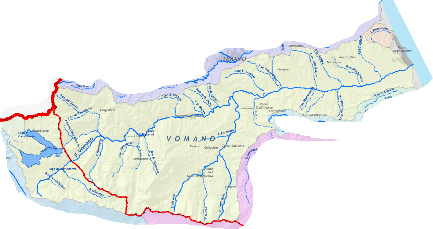 bacino idrografico del fiume Vomano, in provincia di Teramo
