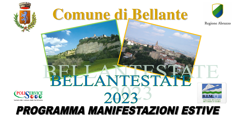 locandina delle manifestazioni ed eventi dell'estate 2023 nel comune di Bellente (Teramo)