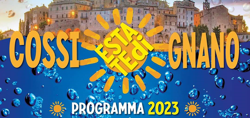 locandina delle manifestazioni ed eventi dell'estate 2023 nel comune di Cossignano (Ascoli Piceno)