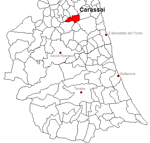 posizione del comune di Carassai