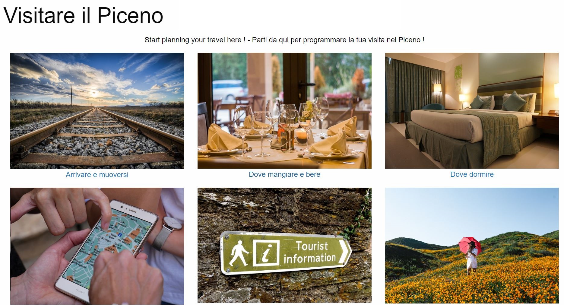 immagine del menu della pagina di accesso al visitare il Piceno